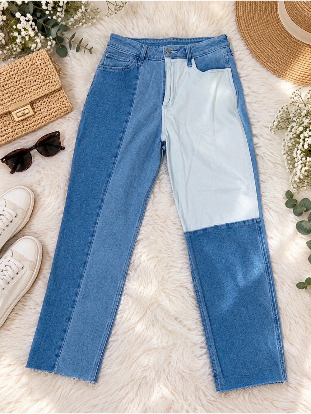 Curvy High Rise Patchwork Mom Jeans